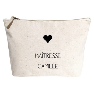 Pochette Cadeau Maîtresse personnalisé Crème Coton